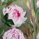 Peony fields painting, signed and delivered with its certificate