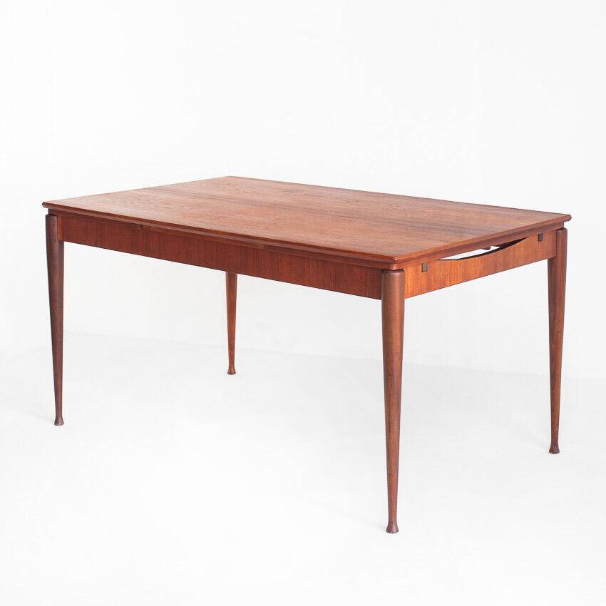 Scandinavian style teak table with two extensions. Vintage. France, 1960s