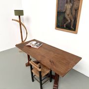 Table de repas ou bureau Art Déco en chêne et hêtre – Années 1930