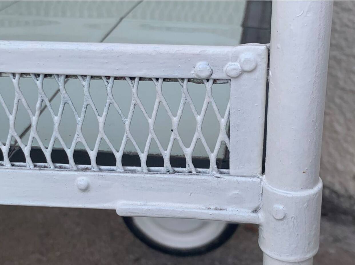Vintage metal dessert trolley, openwork, 1950s.