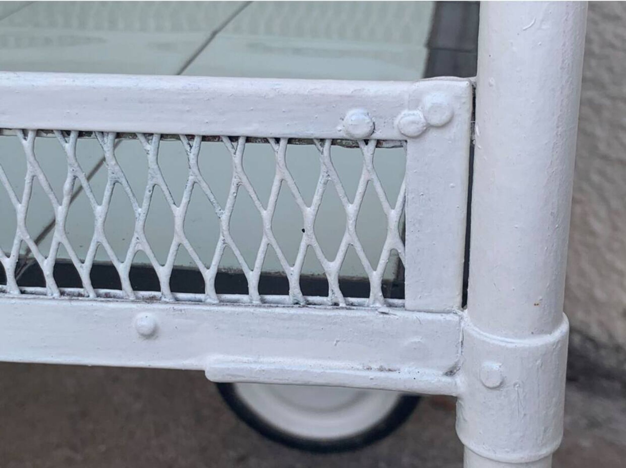 Vintage metal dessert trolley, openwork, 1950s.