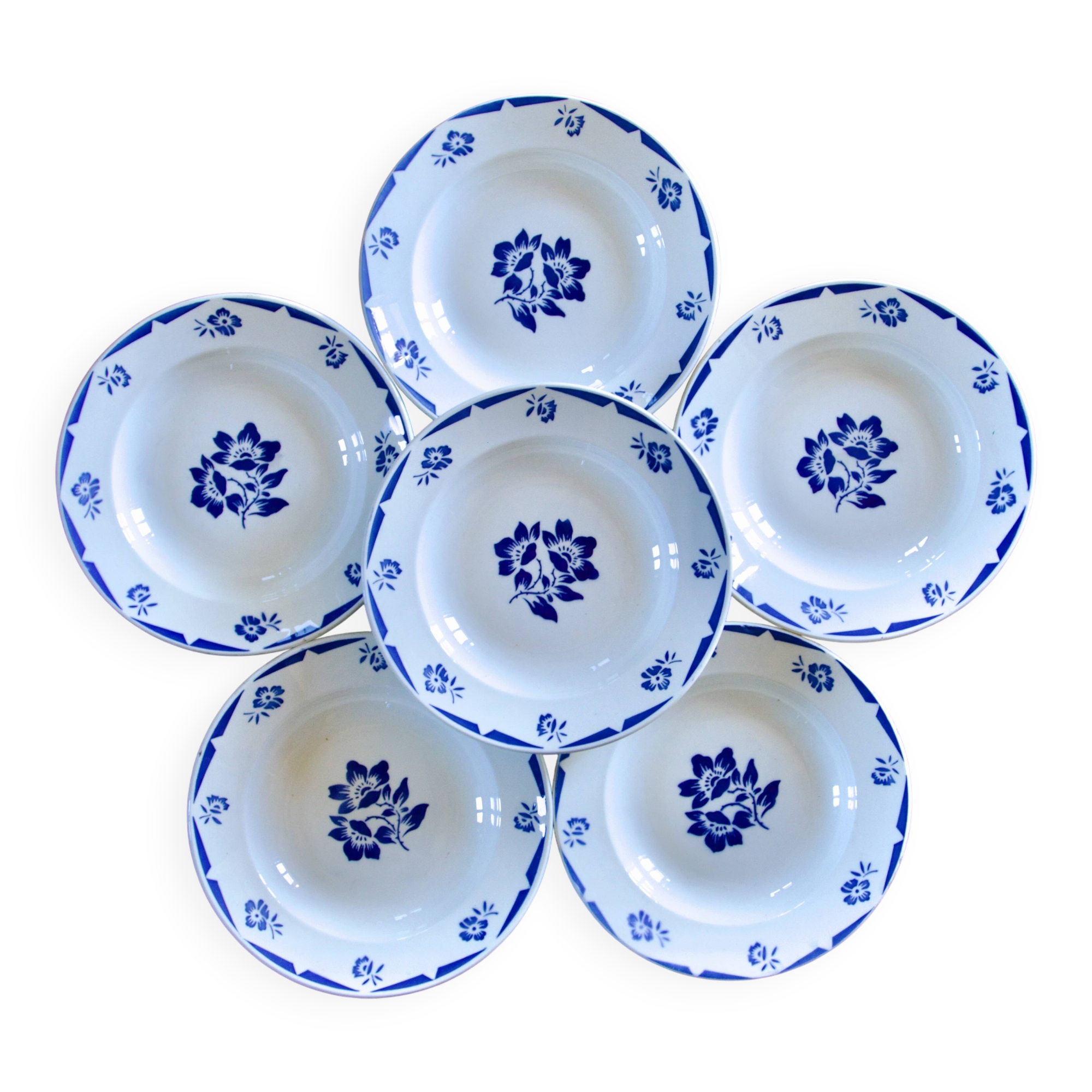 Antique Badonviller plates from the "Madelon" collection, hand-painted