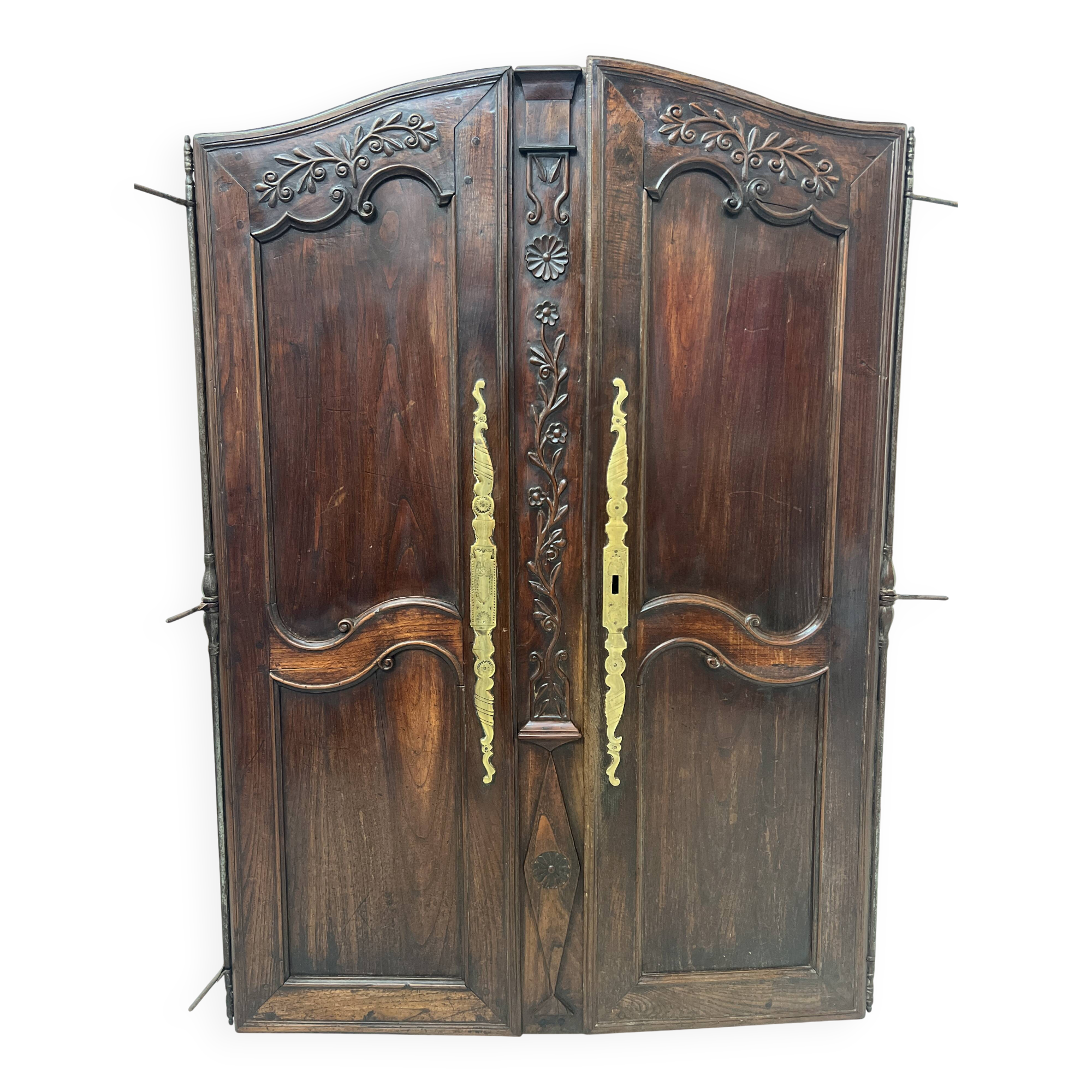 Antique pair of 18th century solid oak cabinet doors