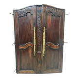 Antique pair of 18th century solid oak cabinet doors