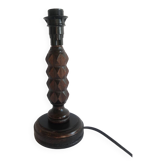 Vintage diamond tip carved wooden lamp base