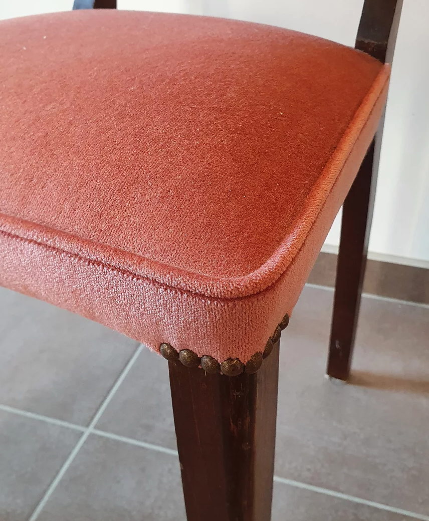 Set de 2 chaises anciennes en velour rose