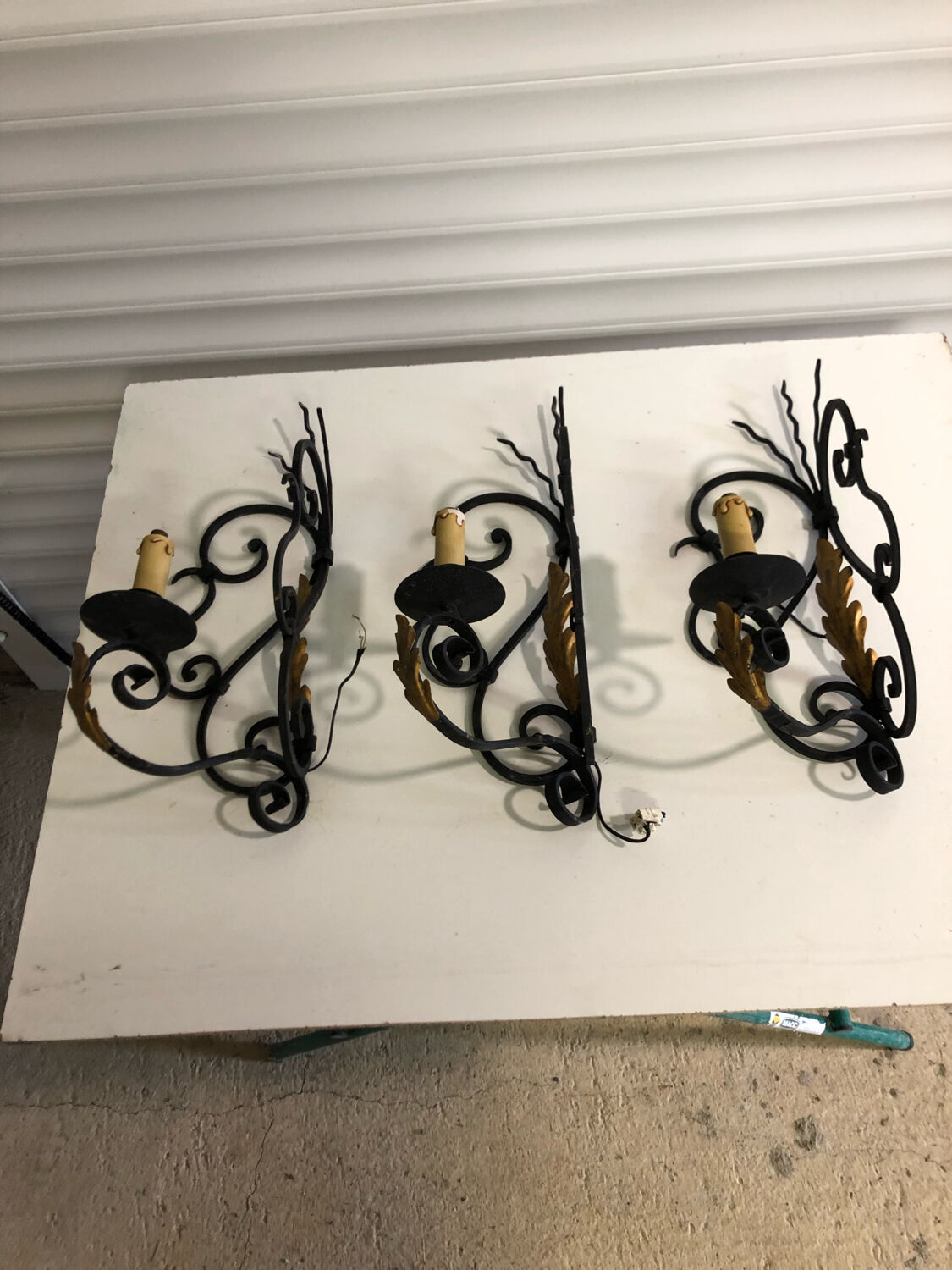 Wrought iron corner wall lights