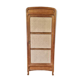 Armoire ancienne rénovée en chêne loupe de noyer et cannage