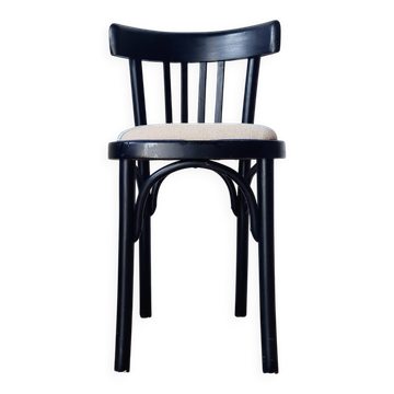 Chaise bistrot bois courbé noir assise rayures