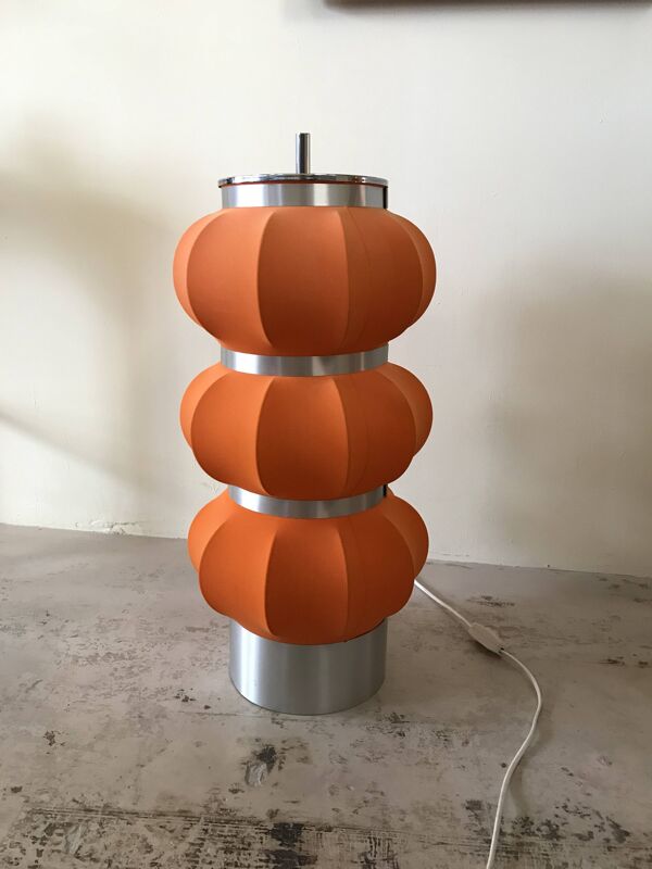 Lampe à poser orange et métal