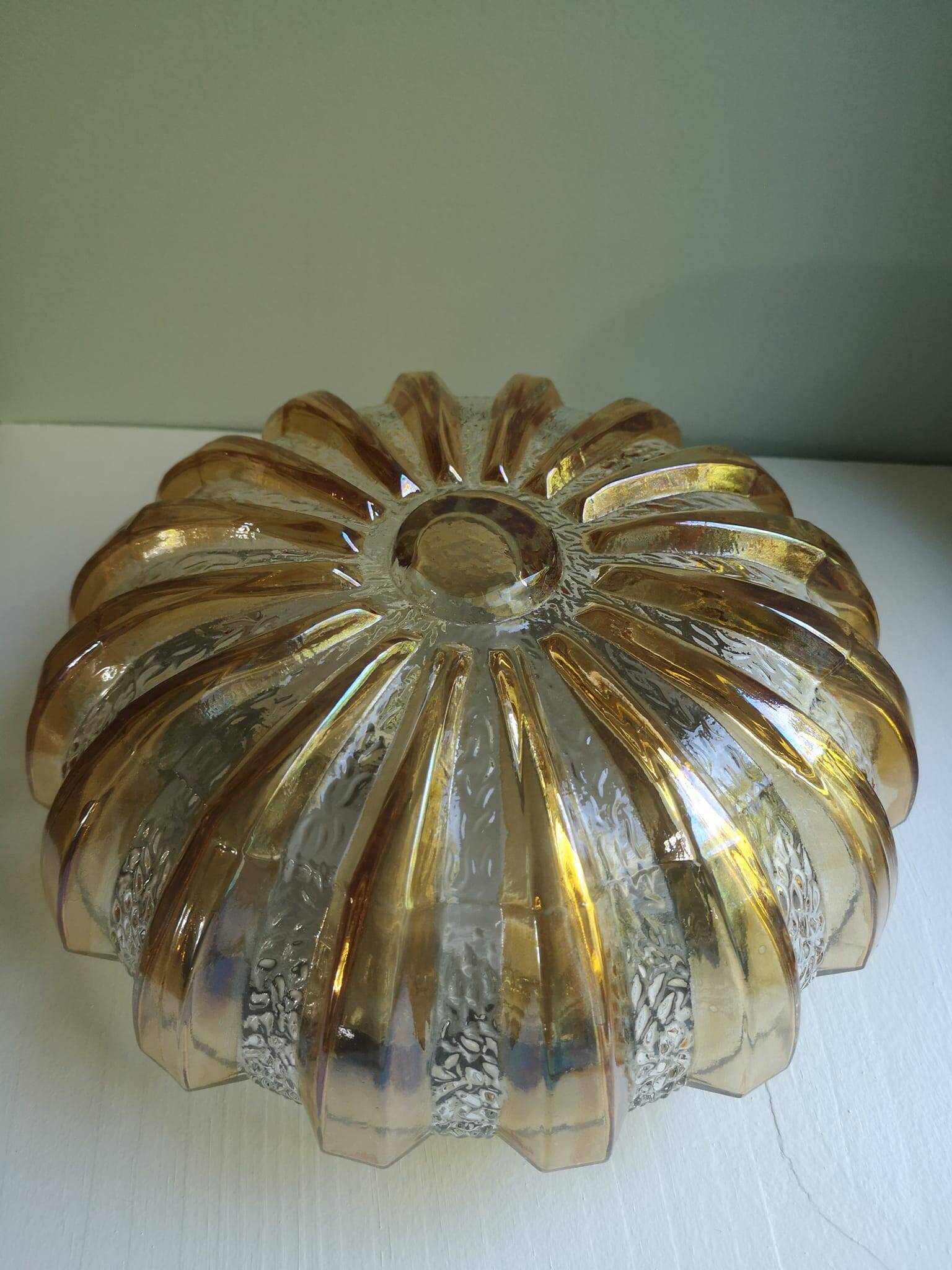 Old vintage ceiling light 1970 two-tone smoked glass sun Ø 25 cm