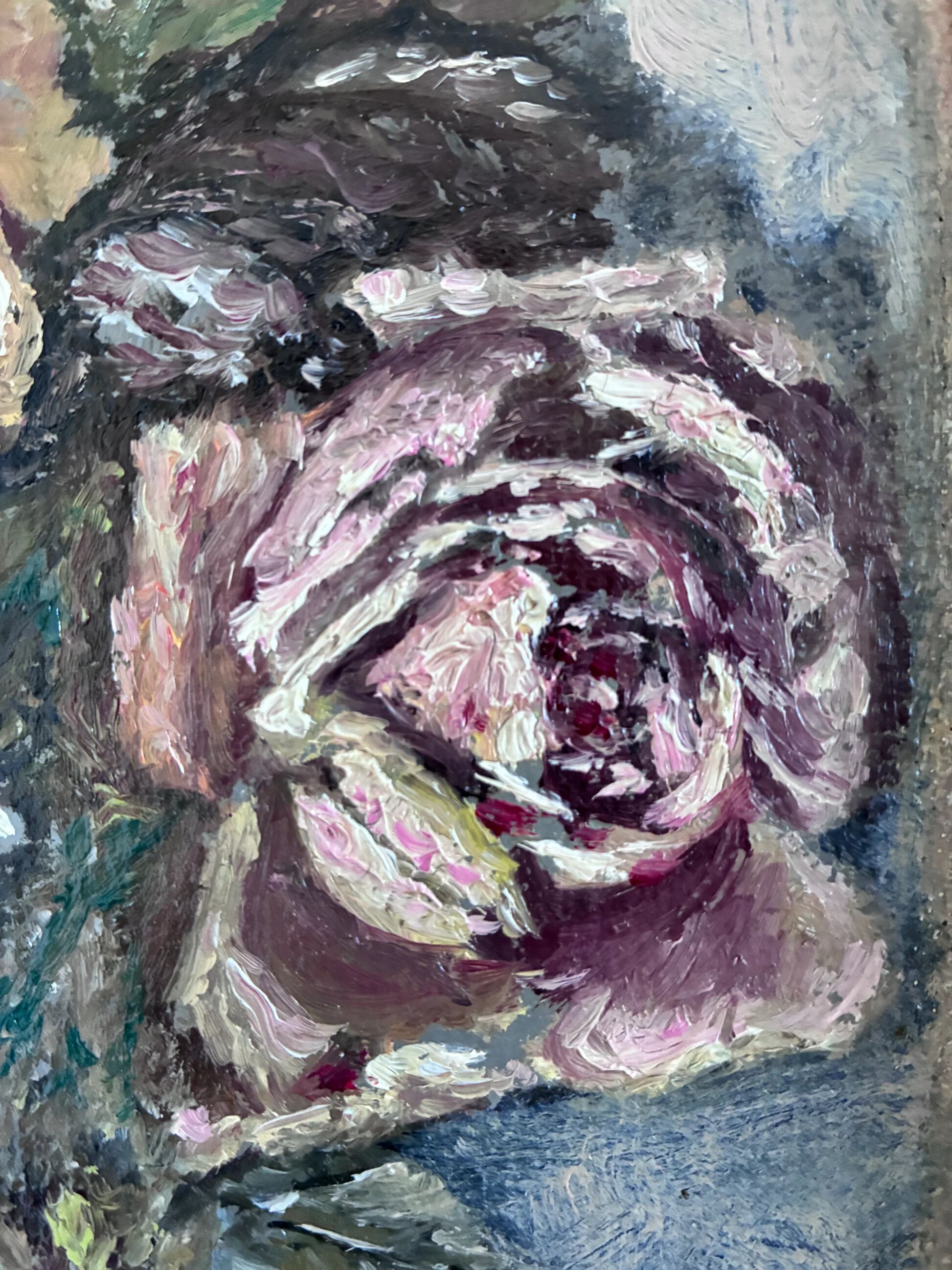 Vintage original flower oil painting, flower still life art