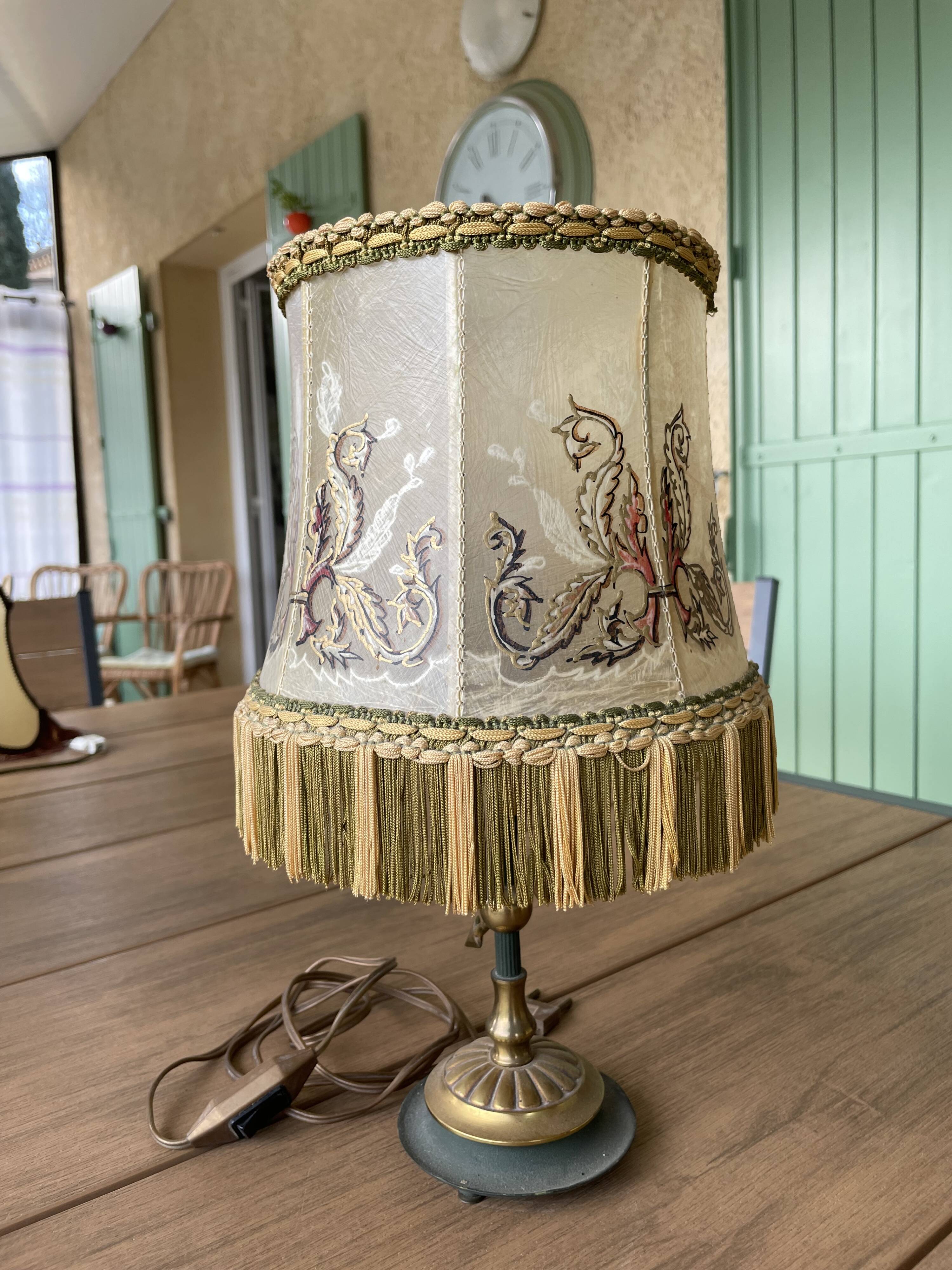 Fringed stretched skin lamp