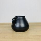 Black ceramic pot-bellied vase from the 50s