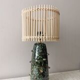 Tanjia ceramic lamp with rattan shade – 60×30 cm – Moroccan artisanal manufacture