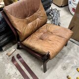 Scandinavian leather armchair, Norway, 1960