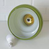 Vintage Avocado Green Glass Pendant Lamp / Yugoslavia 1970's