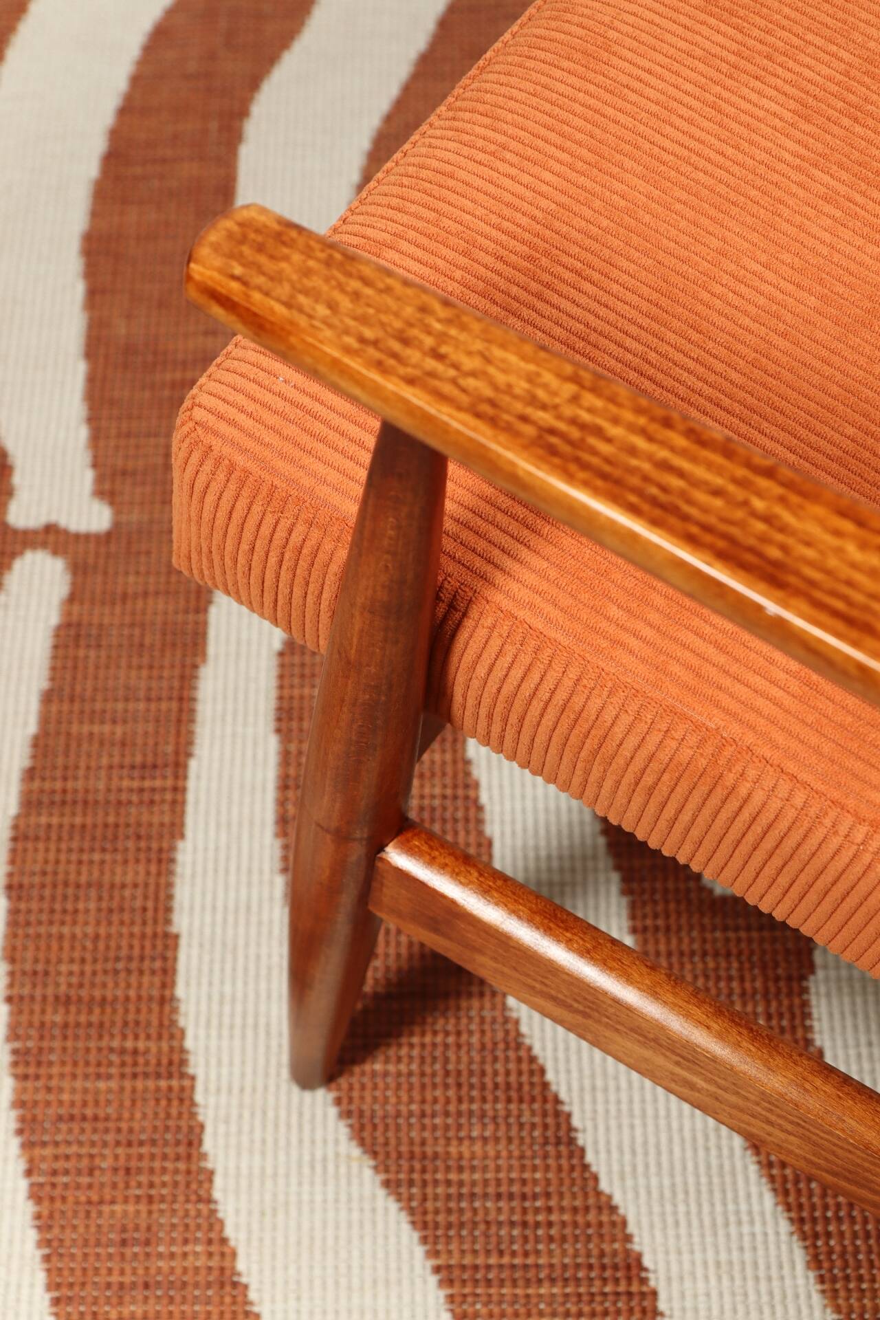 Scandinavian modern chair orange corduroy H.Lis 