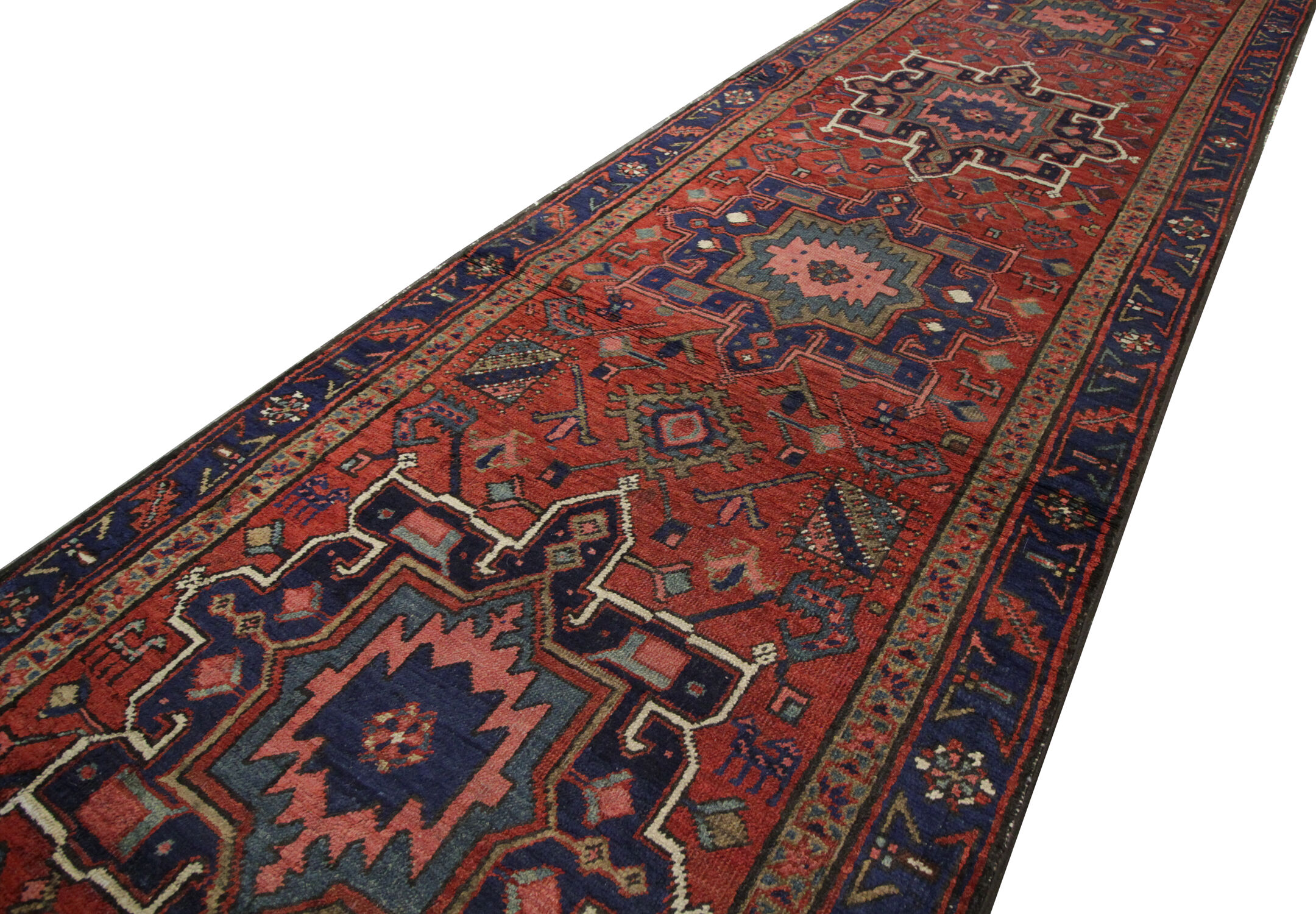Antique Persian Karaje runner rug, Long Tribal Wool Oriental Rug- 87x405cm
