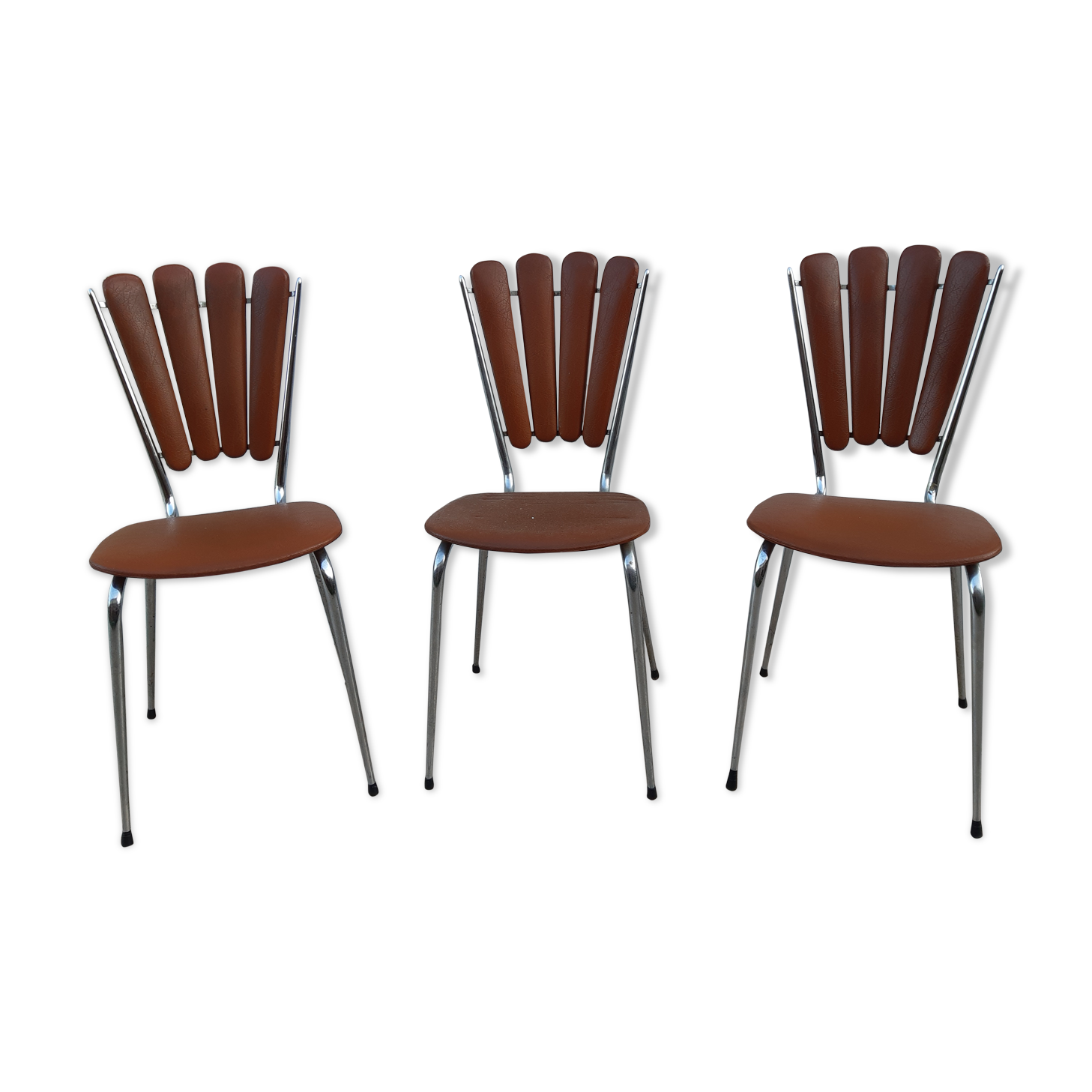 Lot of 3 chairs "petals" in vinyl 60-70 years