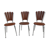 Lot de 3 chaises "pétales" en vinyl années 60-70