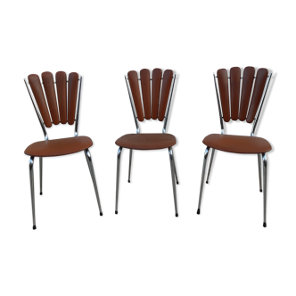 Lot of 3 chairs "petals" in vinyl 60-70 years