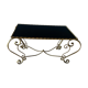 Table basse en métal doré et verre noir 1960