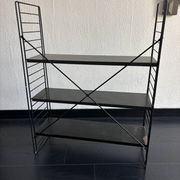 Vintage 1950 shelf taken on design legs by A. Dekker, black - 84 x 25 cm