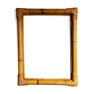 Cadre vide en rotin blond année 50 36x47cm