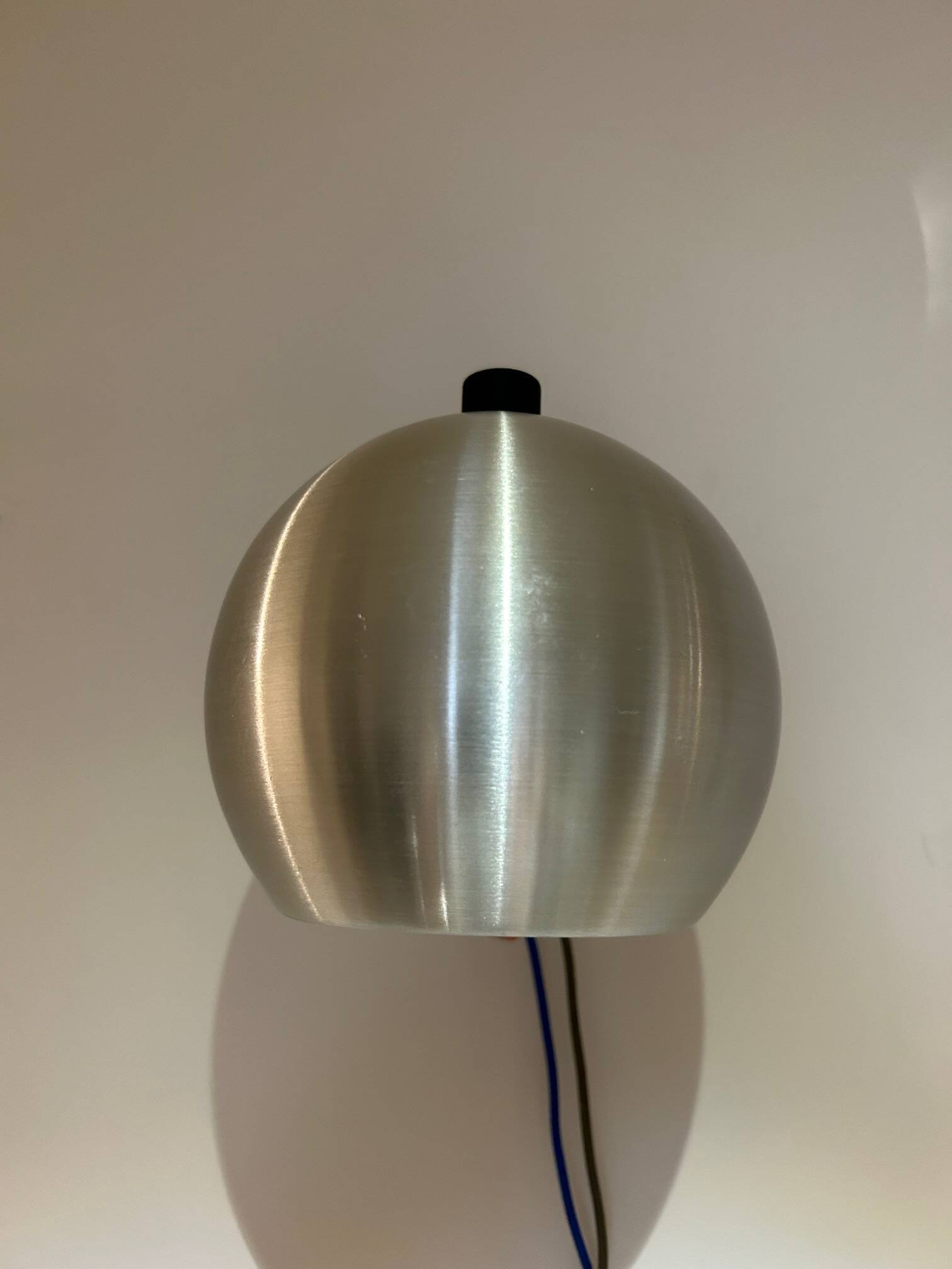 round brushed metal wall light 1970