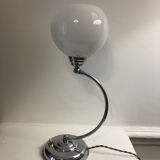 Antique articulated chrome lamp with opaline