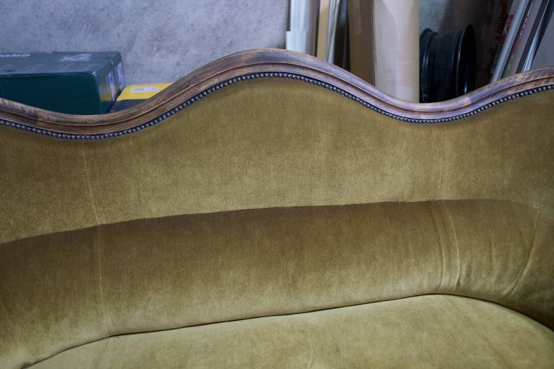 Louis-Philippe 3-seater velvet sofa - 19th century