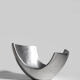 Polished Aluminum Asymmetric Contemporary Deep Bowl, Medium