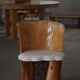 Swedish modernity, set of four stump chairs, solid Wood Wood with boucle seats, 1960s.