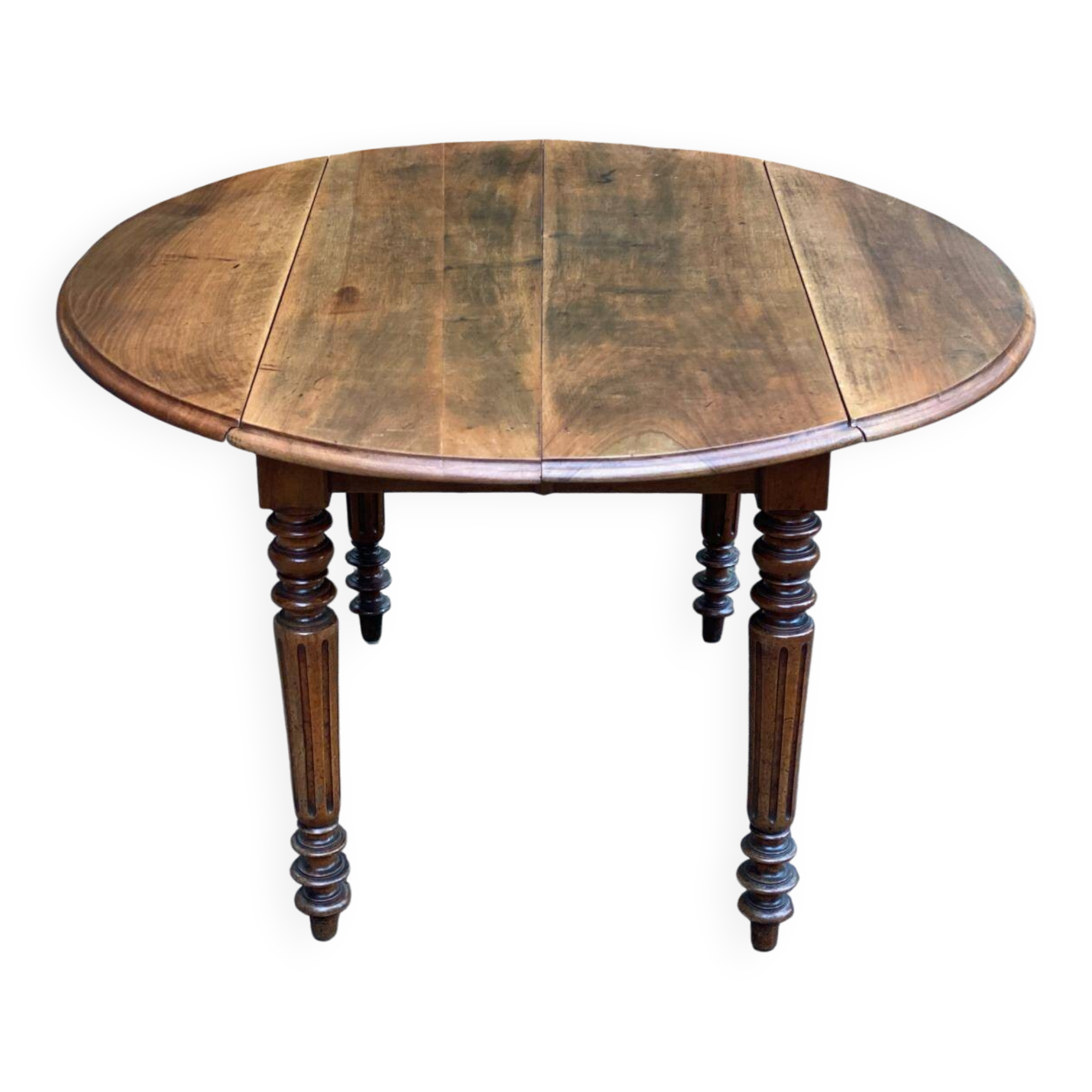Louis Philippe oval drop-leaf table in solid wood, 19th century