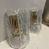 Mid-Century Crystal Sconces, Set of 2