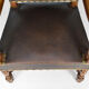 Louis XIII office armchair in leather and walnut carved around 1860