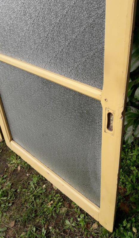 Pair of antique translucent glass sliding doors