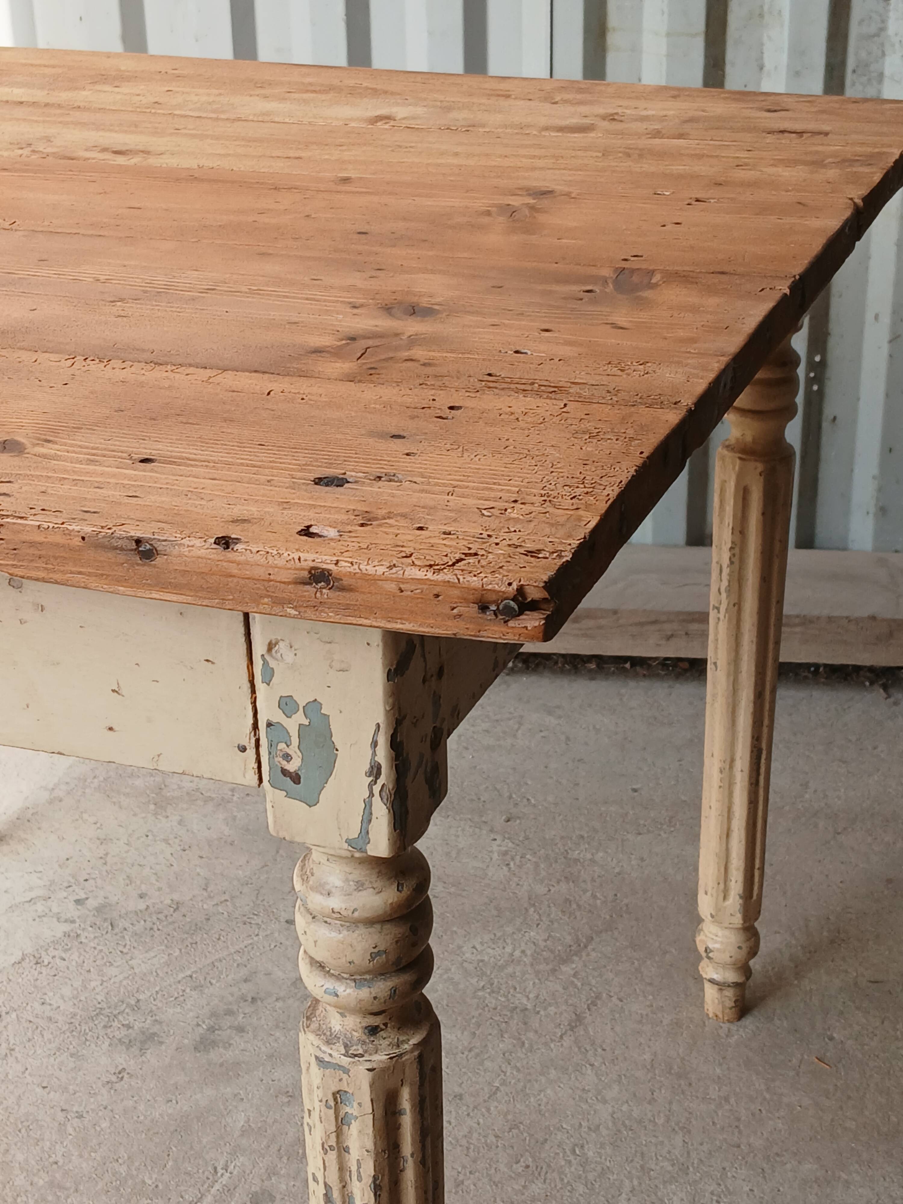 Old square farmhouse table