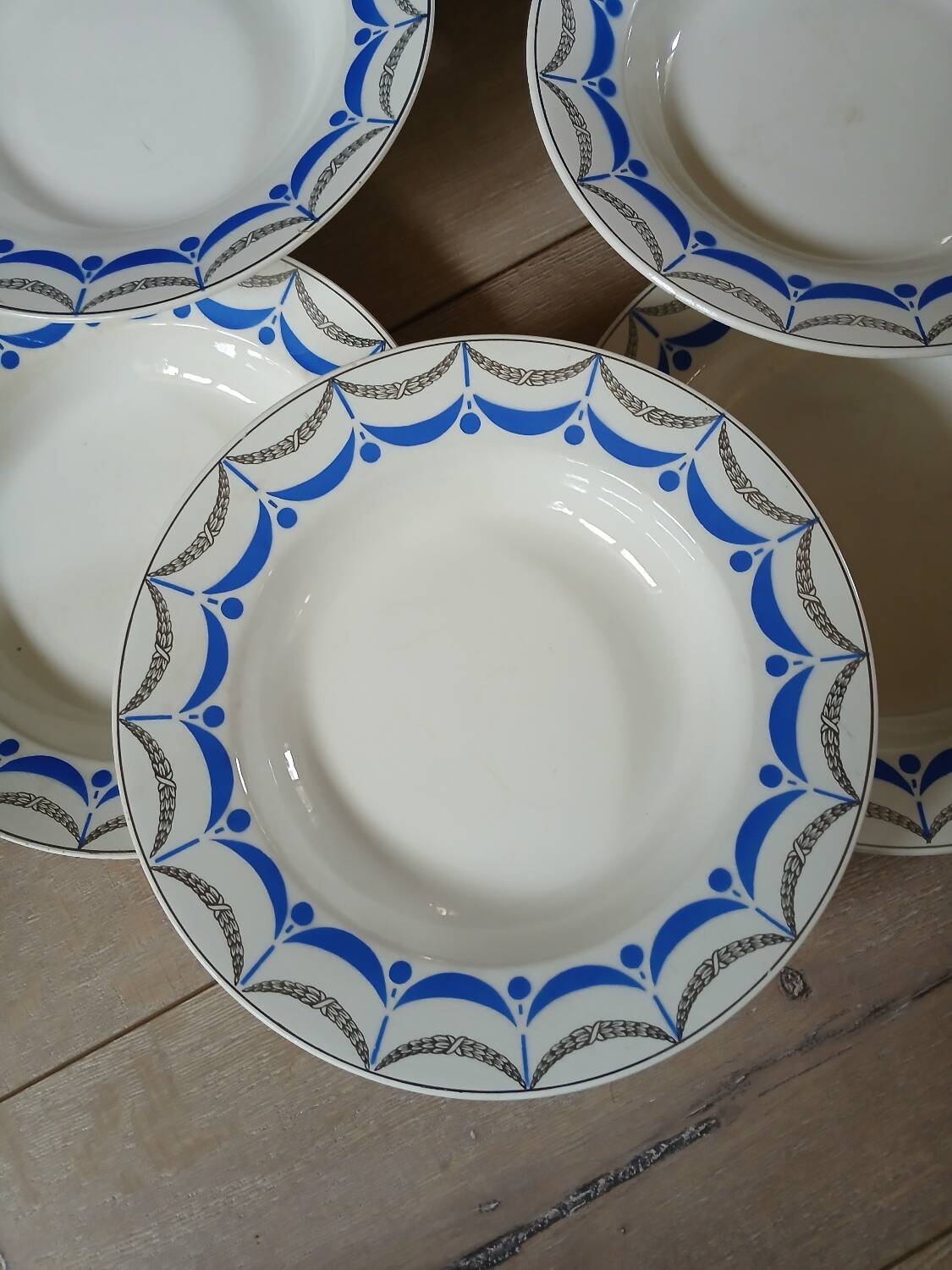 6 antique soup plates from Digoin and Sarreguemines