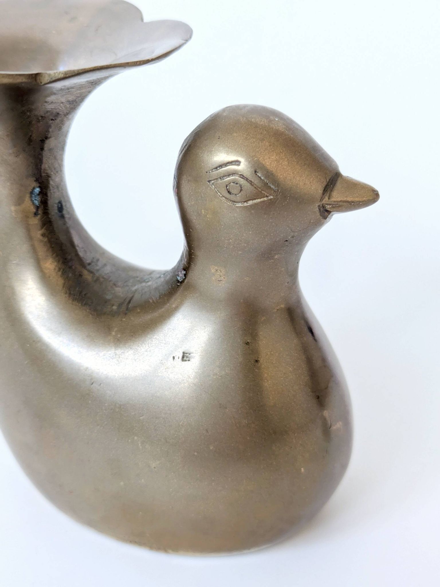 Candle holder or bird soliflore in brass, mid-century design from the 1960s.
