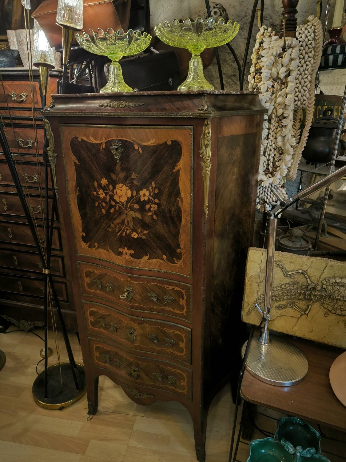 Small marquetry lady's writing desk, circa 1870