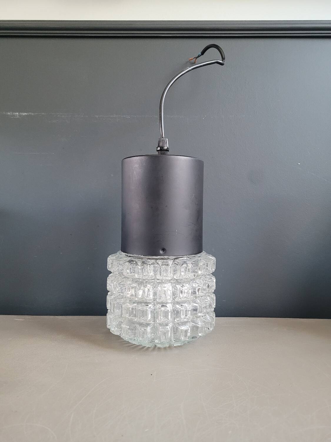 Vintage molded glass globe pendant light