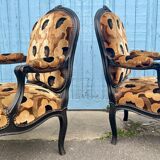 Paire de fauteuils à la reine laqués. Napoléon III, XIXe siècle
