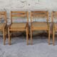 Set of 4 vintage pine chairs with cane seats