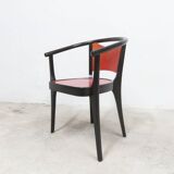Set of 6 Baumann Diese model armchairs, Pagnon Pelhaître design, Wenge and red color