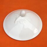 Soupière ancienne   Porcelaine blanche à décor de feuilles de chêne