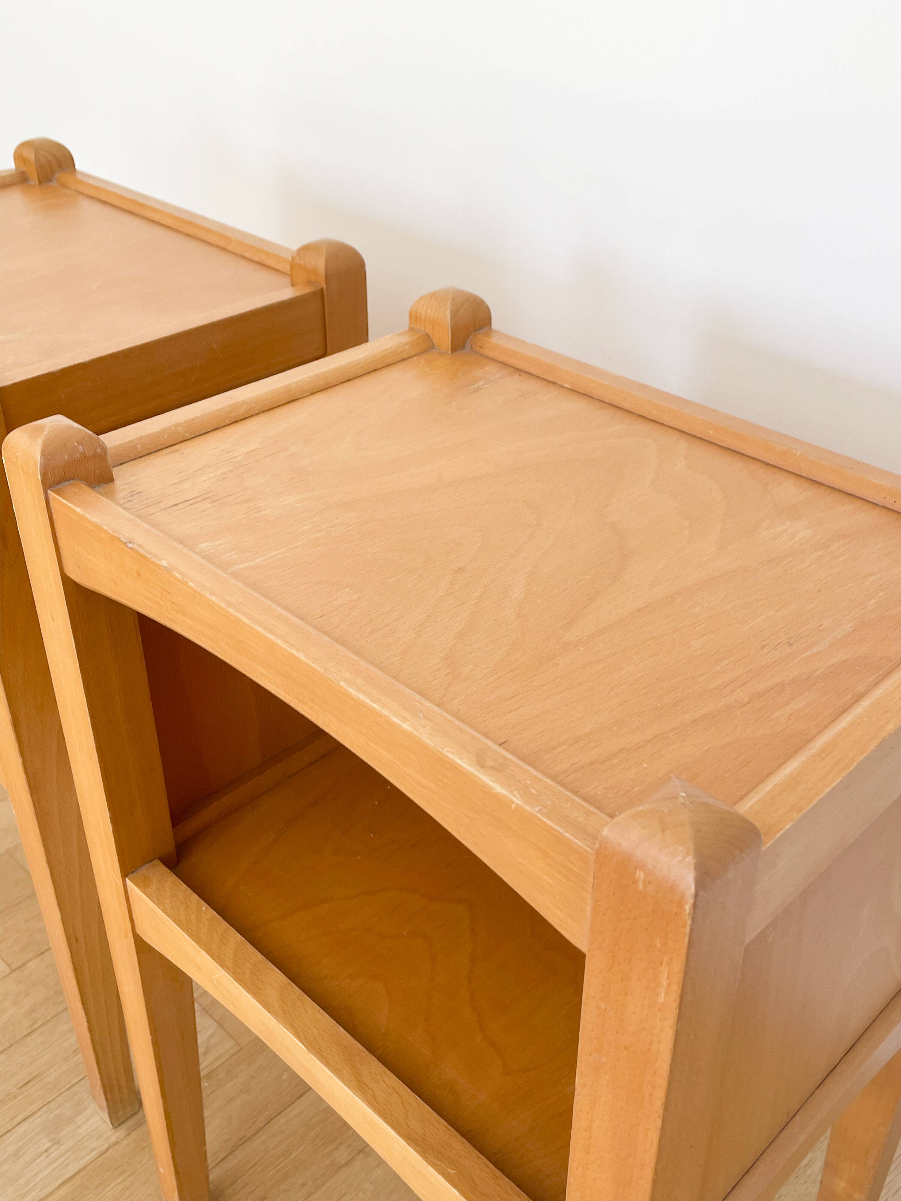 Pair of light wood bedside tables