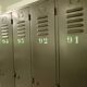 Industrial gray metal locker with 6 doors