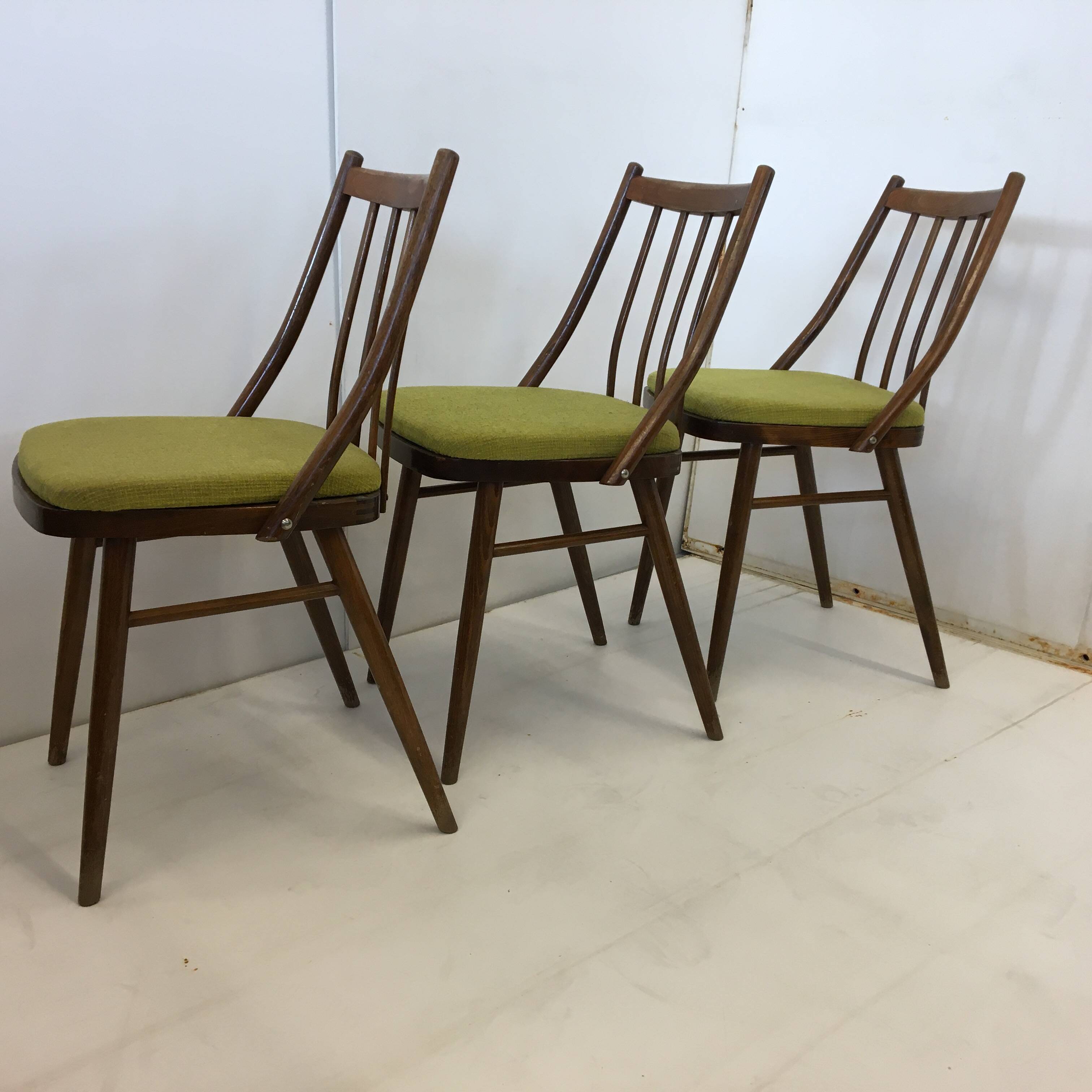 Lot de 3 chaises de salle à manger en bois vintage MIER TOPOLCANY Antonin Suman des années 60 Tchécoslovaquie